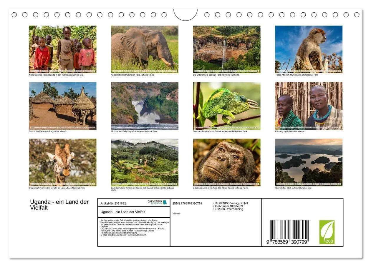 Bild: 9783569390799 | Uganda - ein Land der Vielfalt (Wandkalender 2027 DIN A4 quer),...