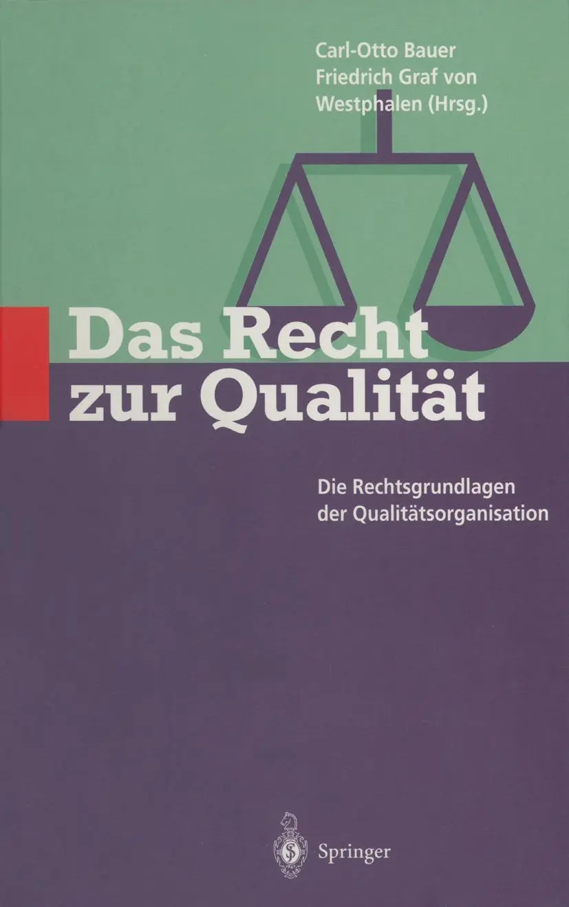 Cover: 9783642860799 | Das Recht zur Qualität | Friedrich Westphalen (u. a.) | Taschenbuch