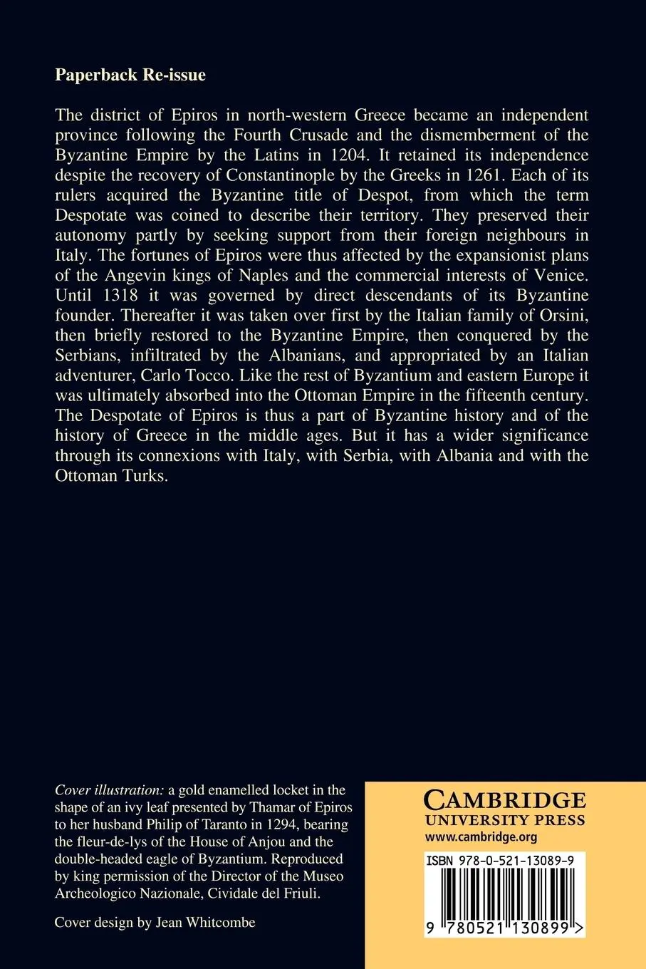 Rückseite: 9780521130899 | The Despotate of Epiros 1267 1479 | Donald M. Nicol (u. a.) | Buch