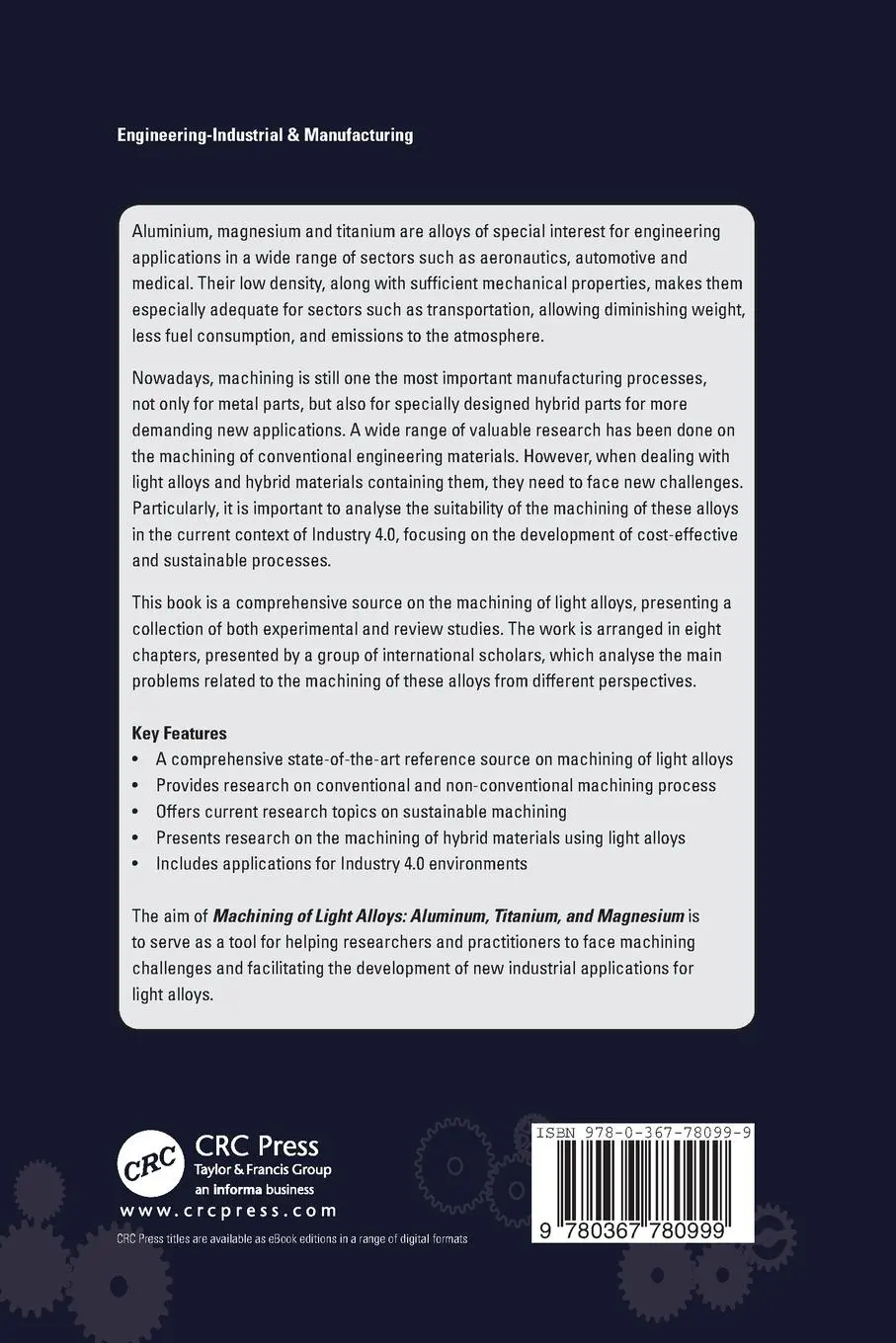 Rückseite: 9780367780999 | Machining of Light Alloys | Aluminum, Titanium, and Magnesium | Buch