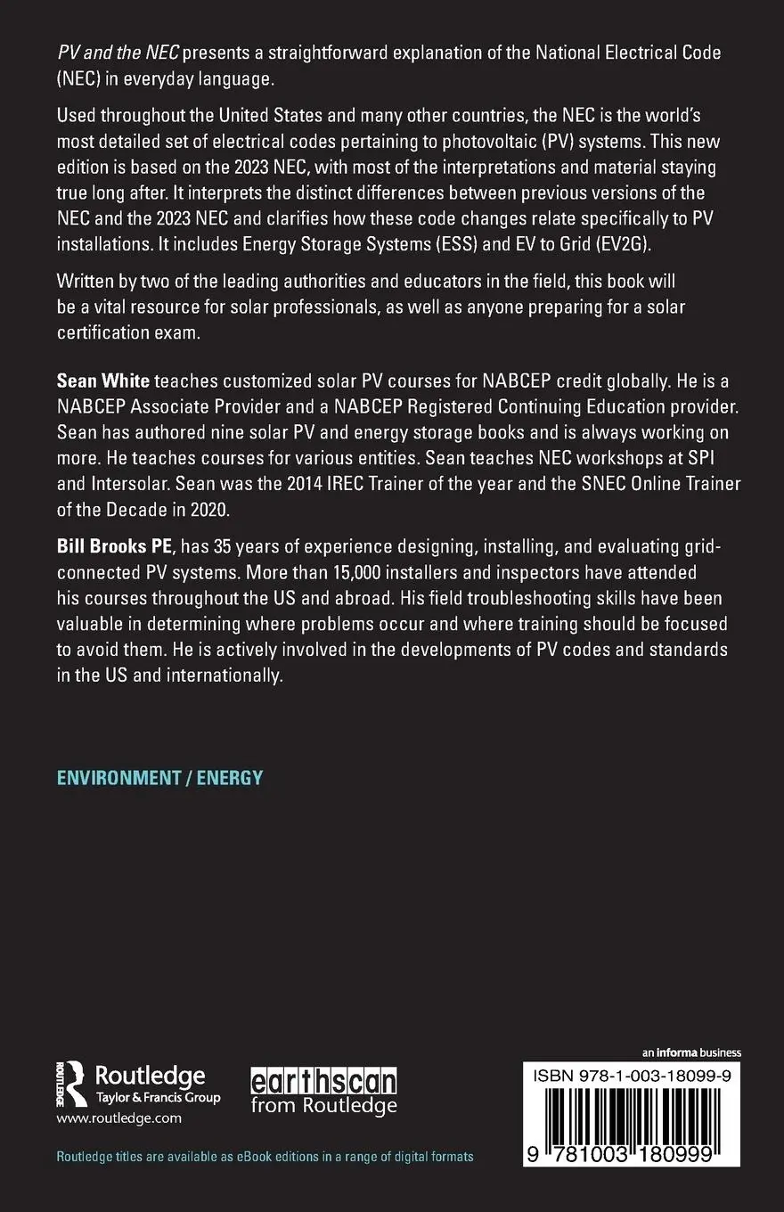 Rückseite: 9781003180999 | PV and the NEC | Sean White (u. a.) | Taschenbuch | Englisch | 2023
