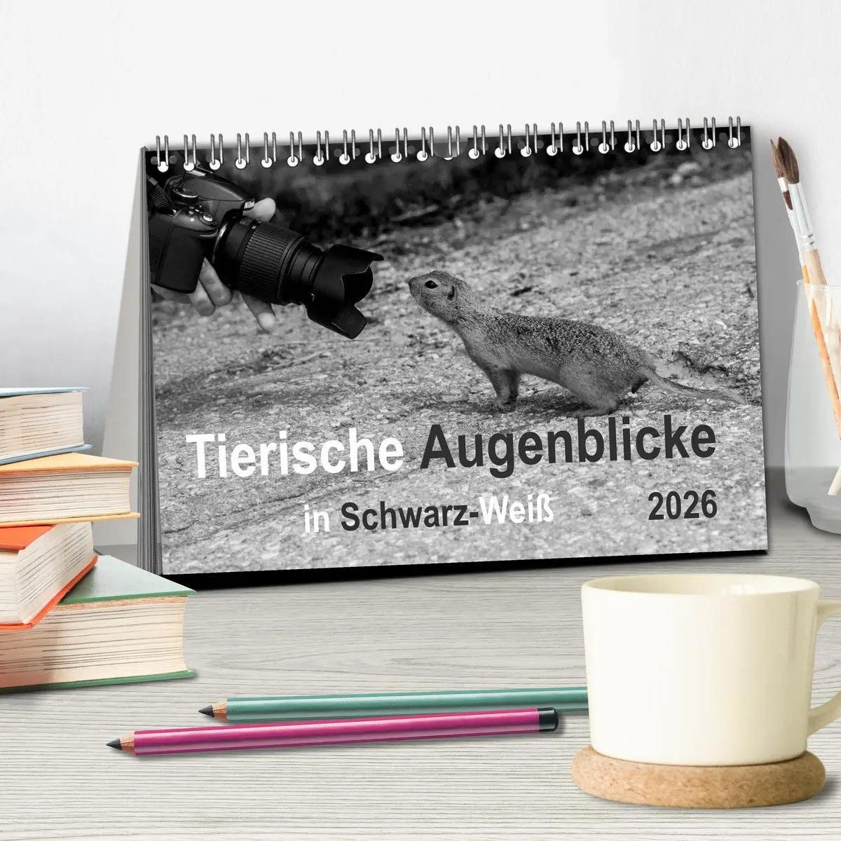 Bild: 9783457950999 | Tierische Augenblicke in Schwarz-Weiß (Tischkalender 2026 DIN A5...
