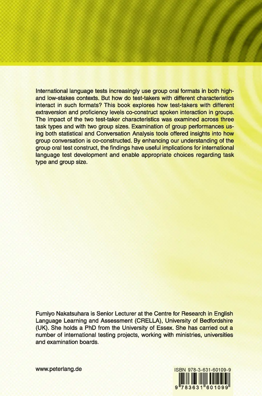 Rückseite: 9783631601099 | The Co-construction of Conversation in Group Oral Tests | Nakatsuhara