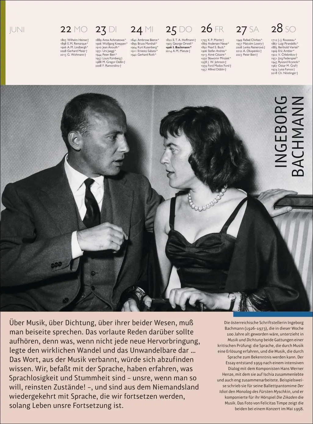 Bild: 9783840041099 | Der Literatur Kalender Wochenkalender 2026 | Claudia Jürgens | 60 S.