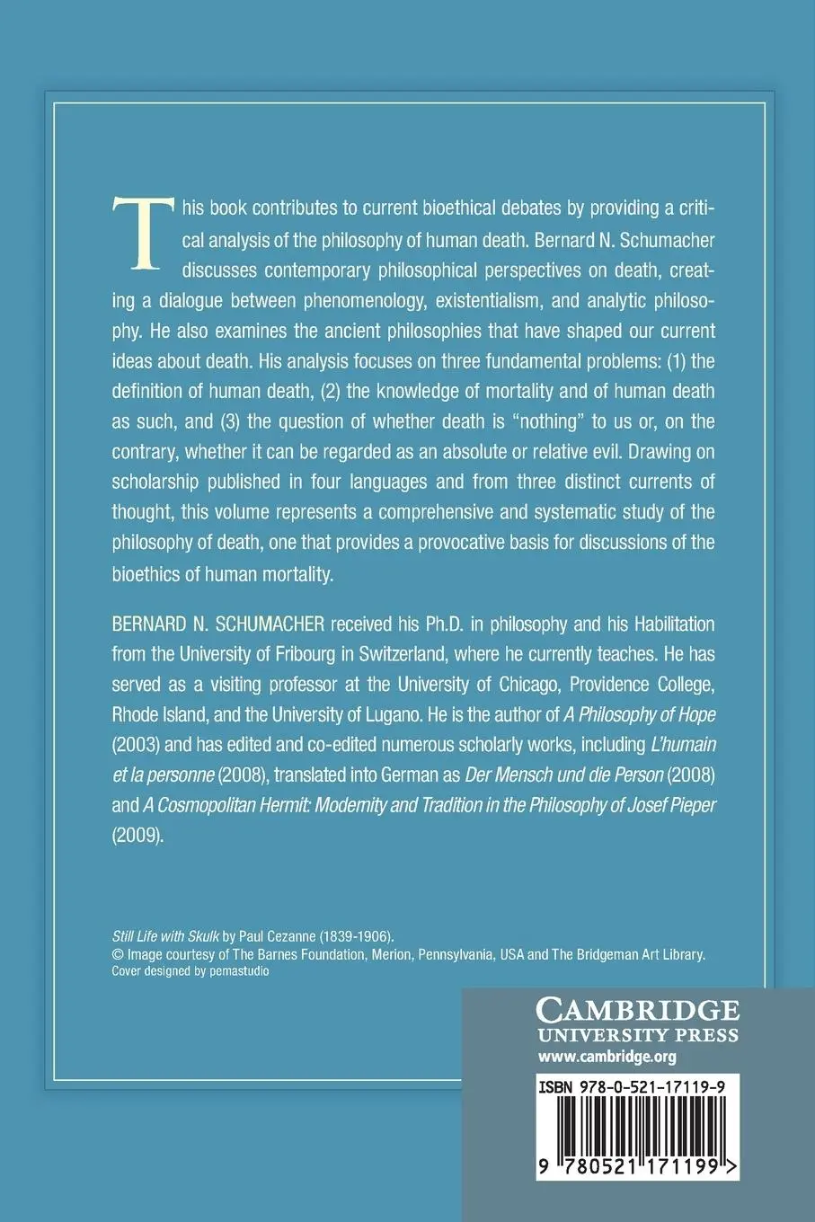 Rückseite: 9780521171199 | Death and Mortality in Contemporary Philosophy | Bernard N. Schumacher