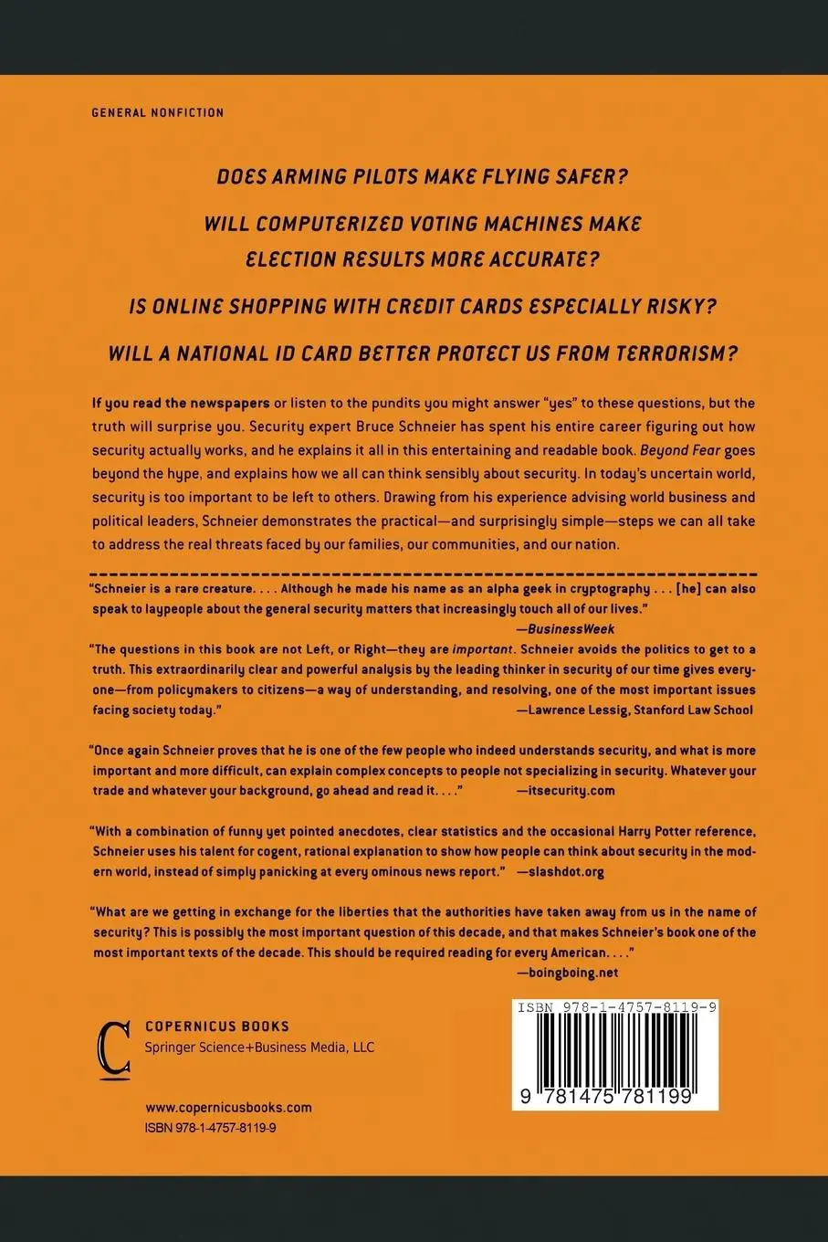 Rückseite: 9781475781199 | Beyond Fear | Thinking Sensibly About Security in an Uncertain World