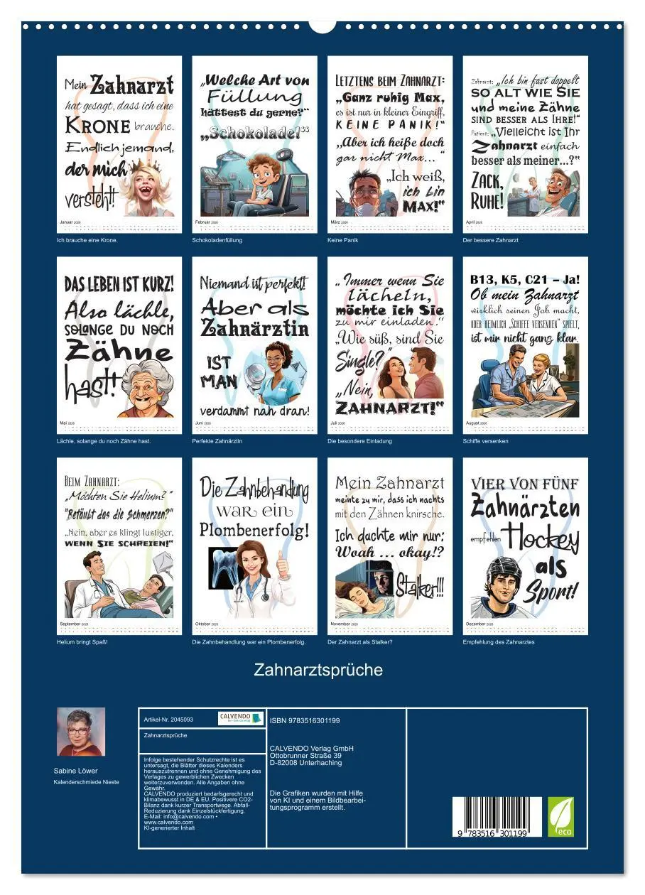 Bild: 9783516301199 | Zahnarztsprüche (hochwertiger Premium Wandkalender 2026 DIN A2...