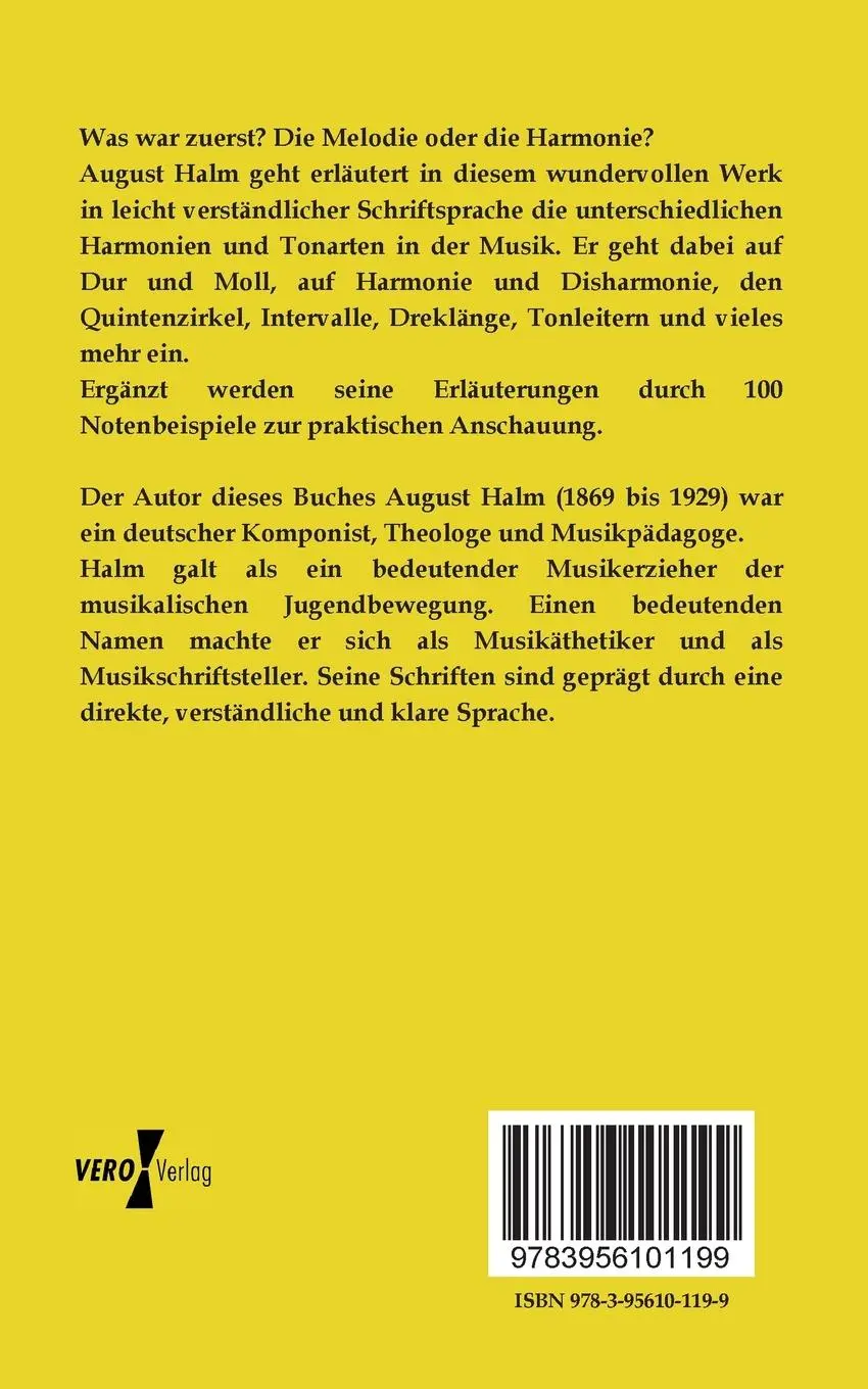 Rückseite: 9783956101199 | Harmonielehre | August Halm | Taschenbuch | 164 S. | Deutsch | 2019