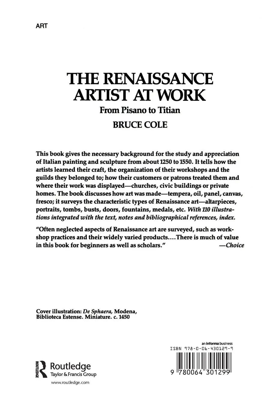 Rückseite: 9780064301299 | The Renaissance Artist At Work | From Pisano To Titian | Bruce Cole