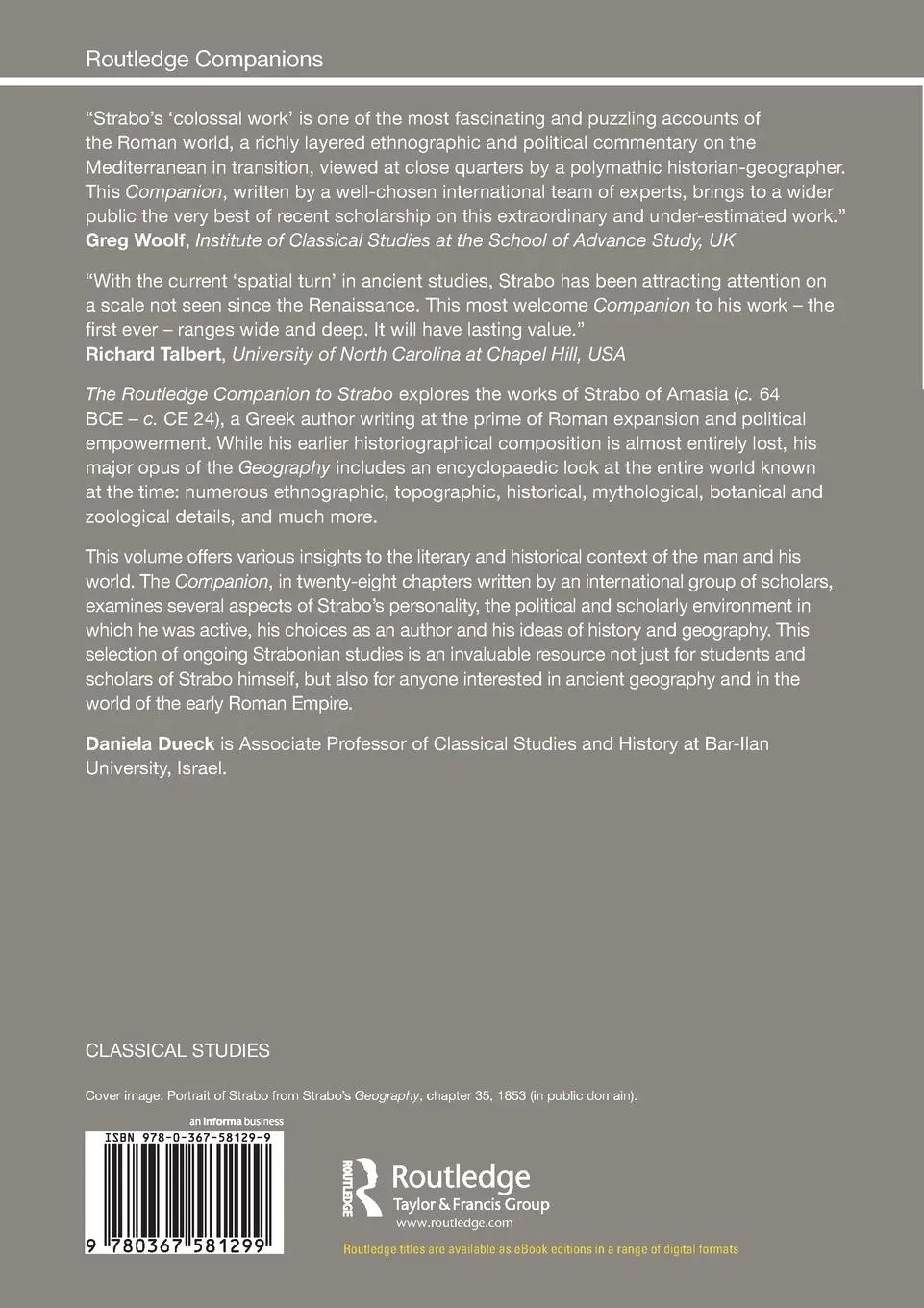 Rückseite: 9780367581299 | The Routledge Companion to Strabo | Daniela Dueck | Taschenbuch | 2020