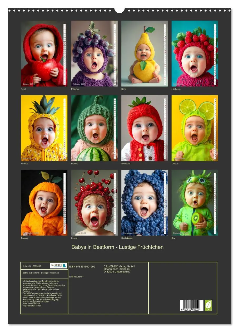 Bild: 9783516601299 | Babys in Bestform - Lustige Früchtchen (Wandkalender 2026 DIN A2...