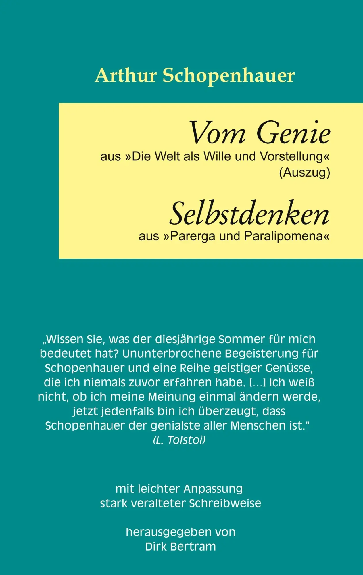 Cover: 9783749421299 | Vom Genie Selbstdenken | Arthur Schopenhauer | Taschenbuch | 56 S.