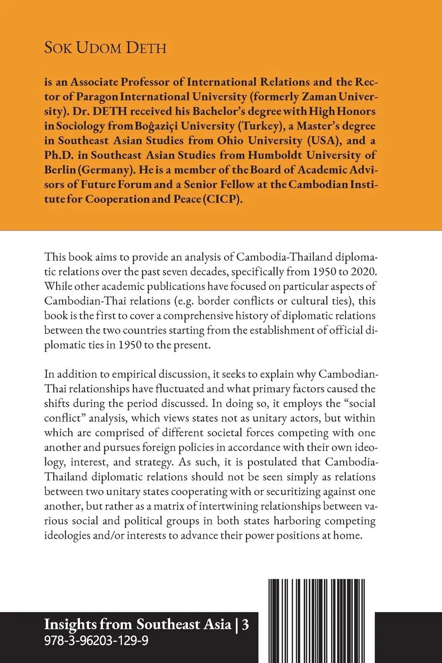 Rückseite: 9783962031299 | A history of Cambodia-Thailand Diplomatic Relations 1950-2020 | Deth