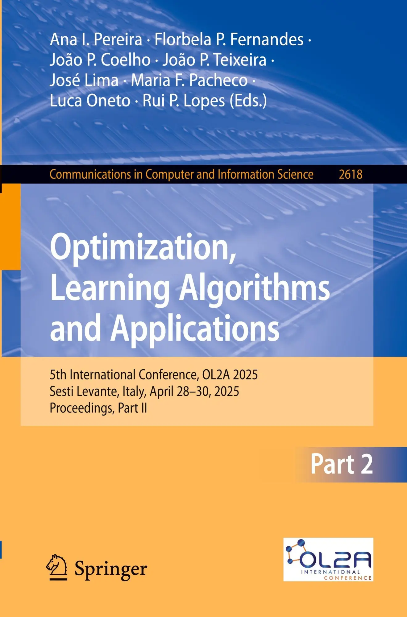 Optimization, Learning Algorithms and Applications