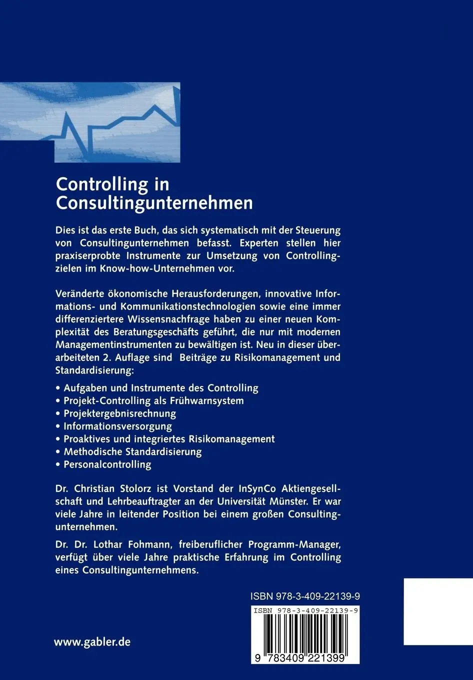 Rückseite: 9783409221399 | Controlling in Consultingunternehmen | Lothar Fohmann (u. a.) | Buch