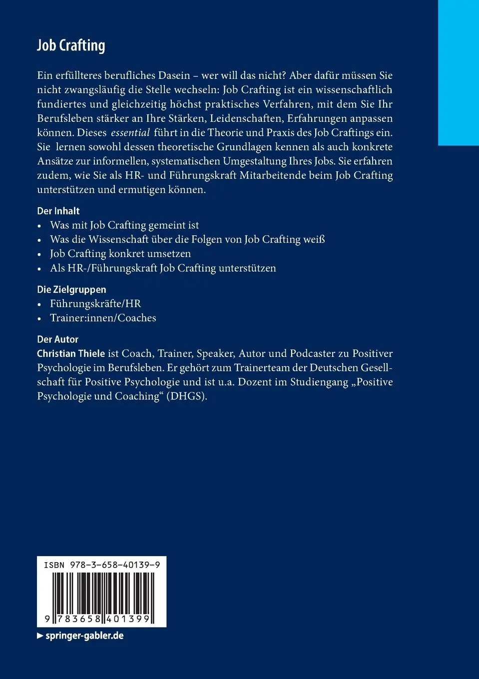 Rückseite: 9783658401399 | Job Crafting | Christian Thiele | Taschenbuch | x | Deutsch | 2023