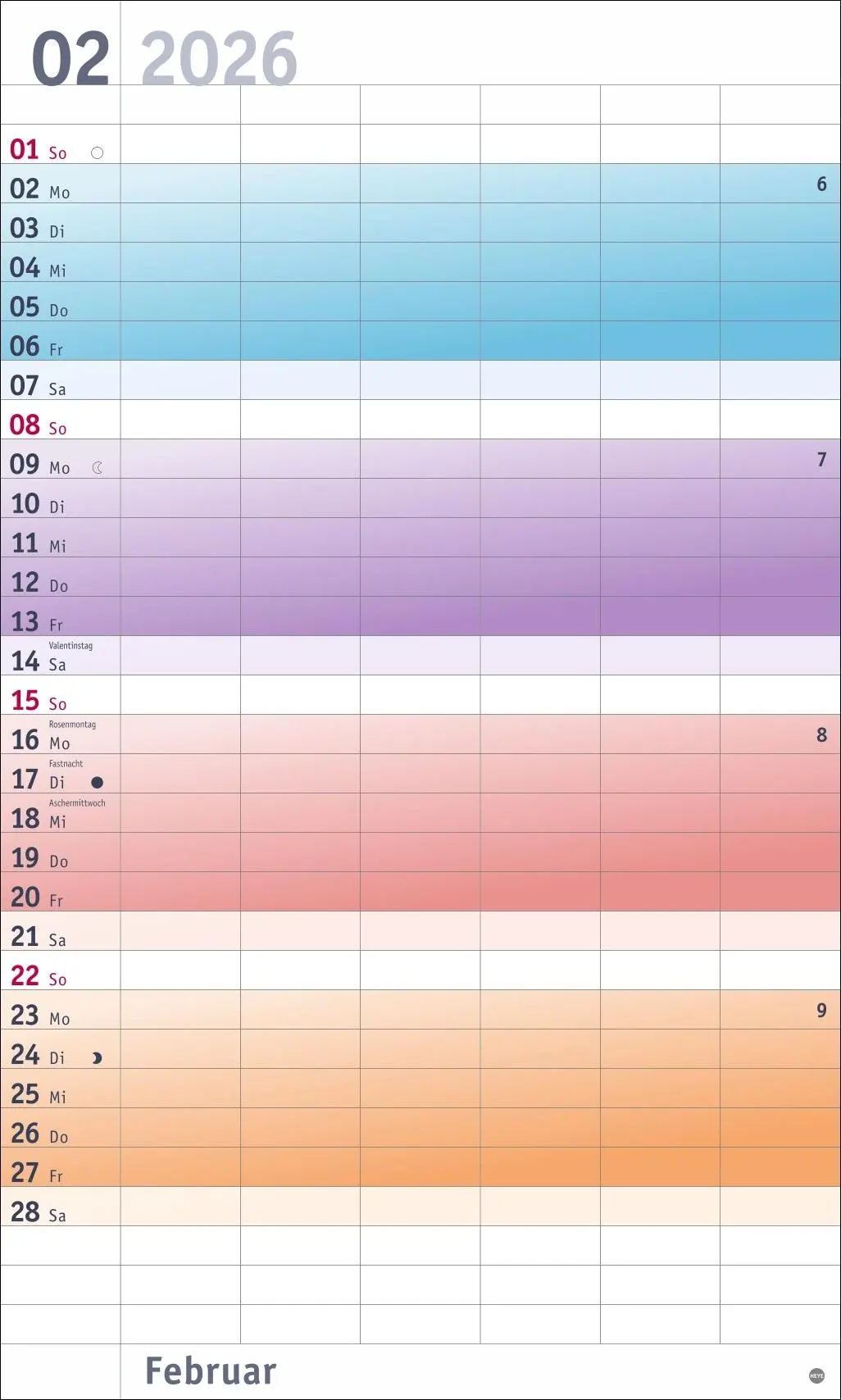 Bild: 9783756411399 | Bunte Wochen Familienplaner XL 2026 | Heye | Kalender | Spiralbindung