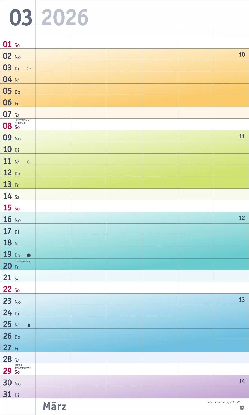 Bild: 9783756411399 | Bunte Wochen Familienplaner XL 2026 | Heye | Kalender | Spiralbindung
