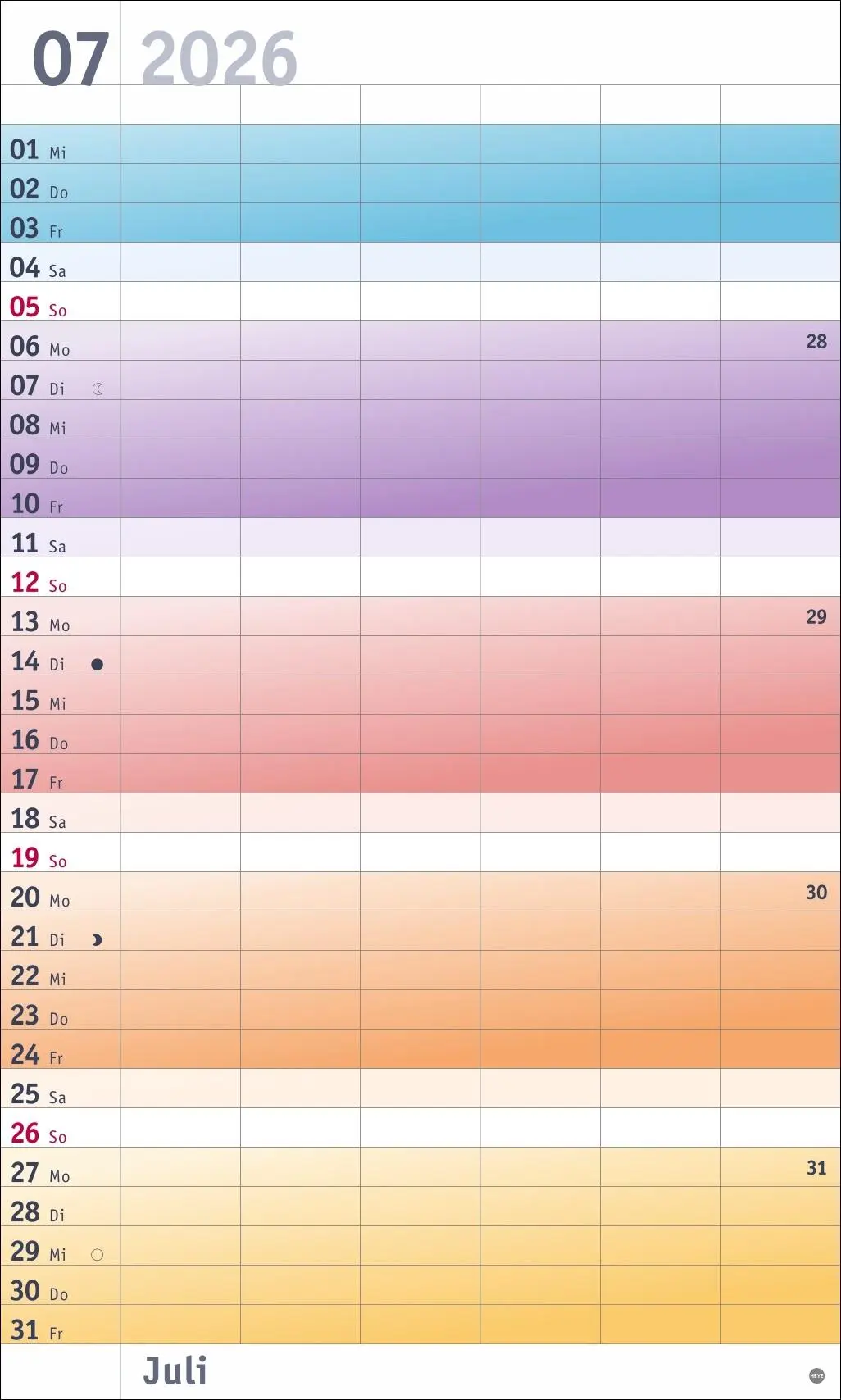 Bild: 9783756411399 | Bunte Wochen Familienplaner XL 2026 | Heye | Kalender | Spiralbindung