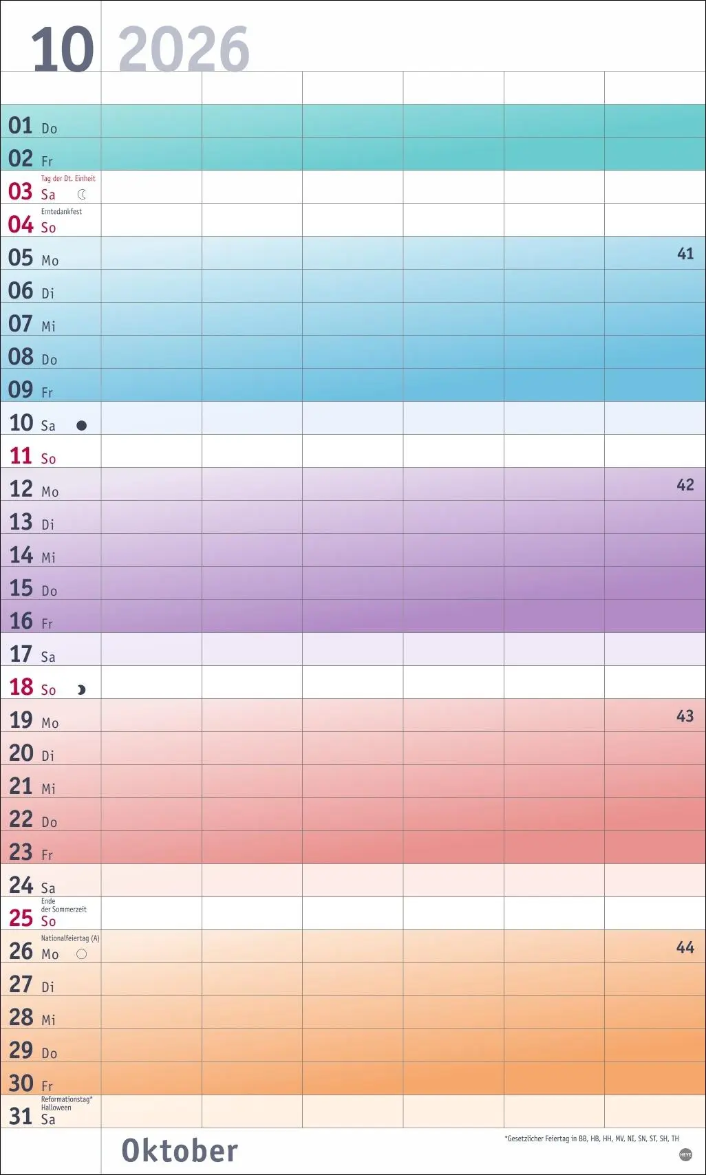 Bild: 9783756411399 | Bunte Wochen Familienplaner XL 2026 | Heye | Kalender | Spiralbindung