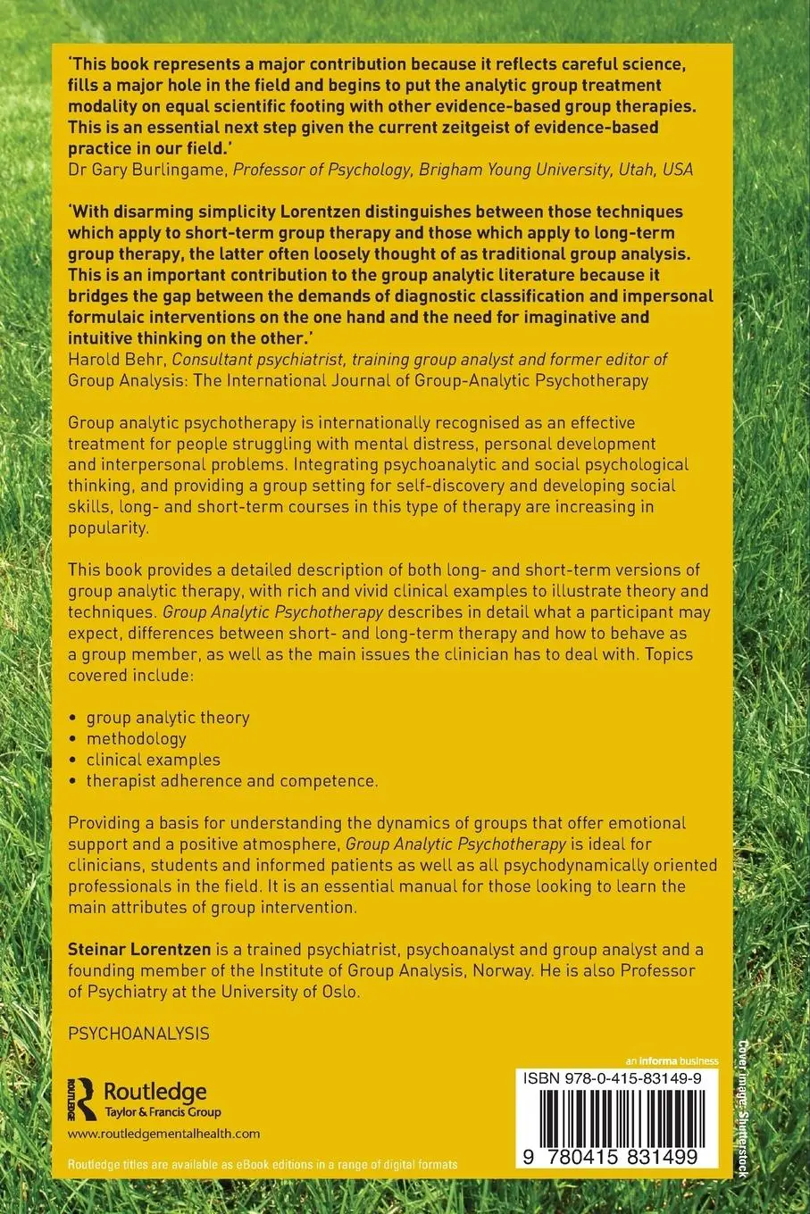 Rückseite: 9780415831499 | Group Analytic Psychotherapy | Steinar Lorentzen | Taschenbuch | 2013