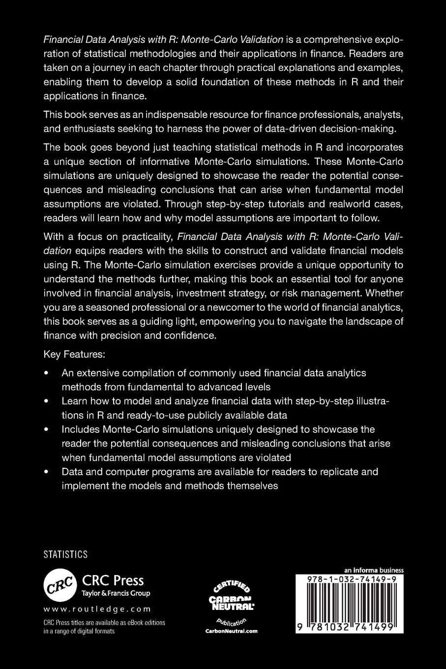 Rückseite: 9781032741499 | Financial Data Analytics with R | Monte-Carlo Validation | Chen | Buch