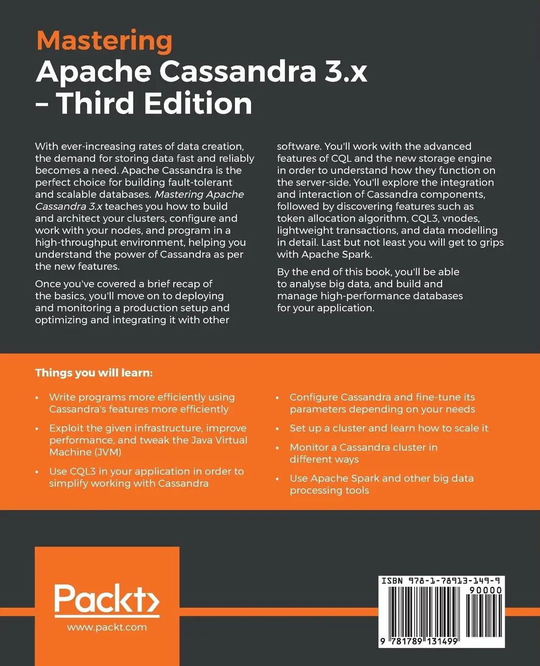 Rückseite: 9781789131499 | Mastering Apache Cassandra 3.x - Third Edition | Aaron Ploetz (u. a.)