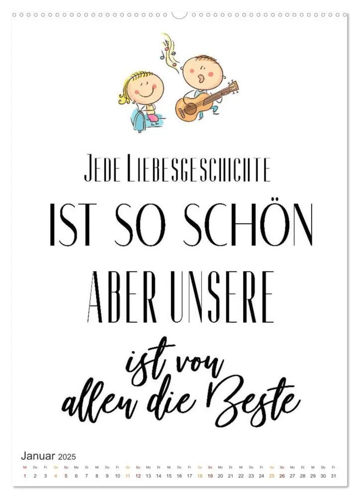 Bild: 9783435881499 | Liebessprüche (Wandkalender 2025 DIN A2 hoch), CALVENDO Monatskalender