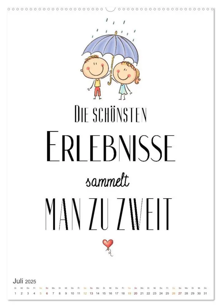 Bild: 9783435881499 | Liebessprüche (Wandkalender 2025 DIN A2 hoch), CALVENDO Monatskalender