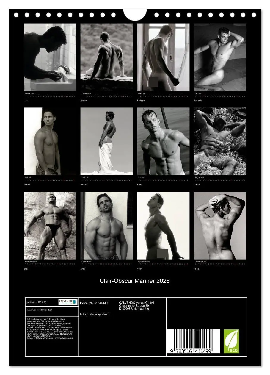 Bild: 9783516441499 | Clair-Obscur Männer 2026 (Wandkalender 2026 DIN A4 hoch), CALVENDO...