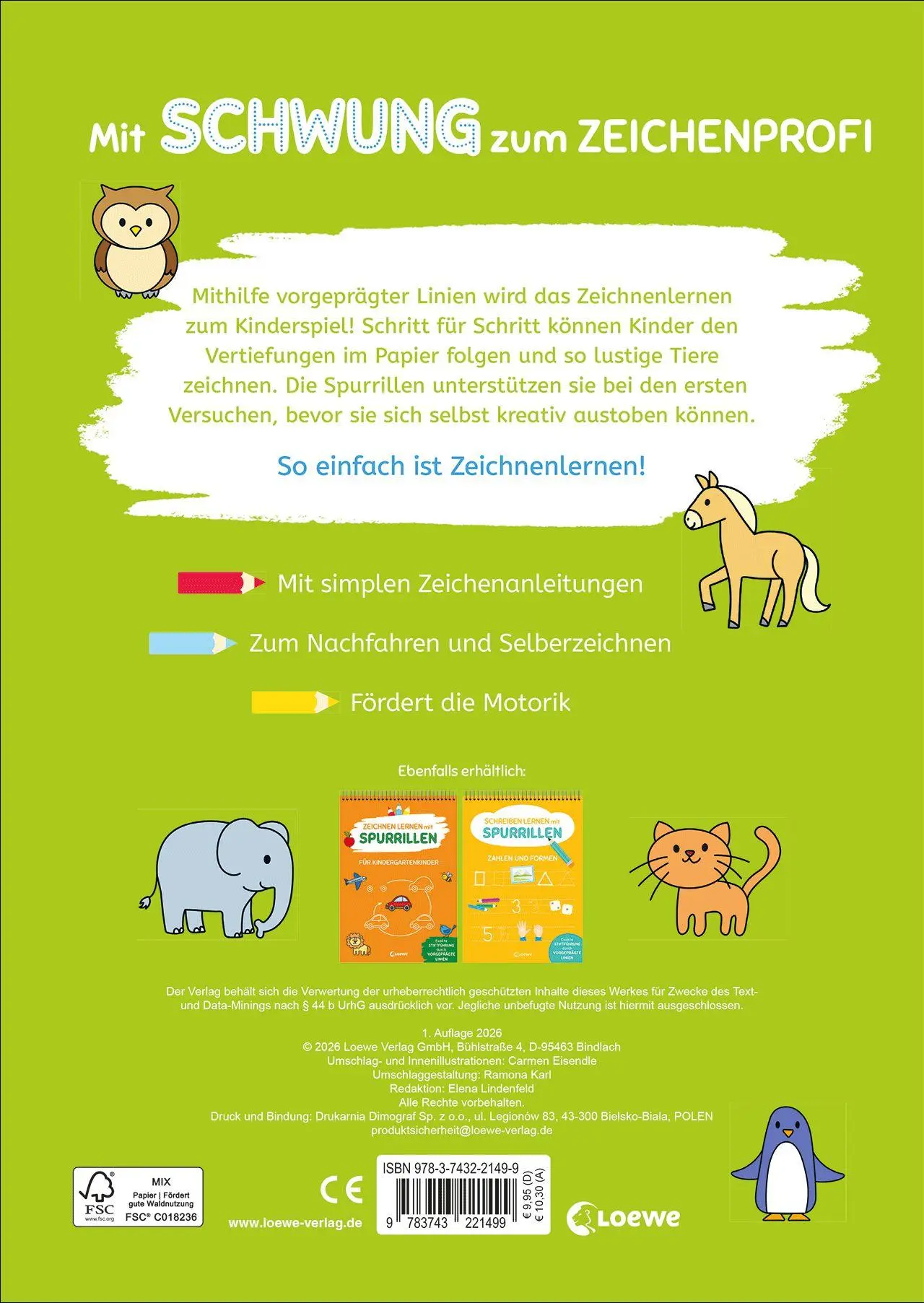 Bild: 9783743221499 | Zeichnen lernen mit Spurrillen - Tiere | Carmen Eisendle | Taschenbuch