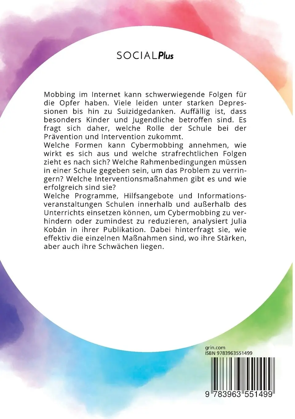 Rückseite: 9783963551499 | Cybermobbing. Möglichkeiten und Maßnahmen der Präventions- und...