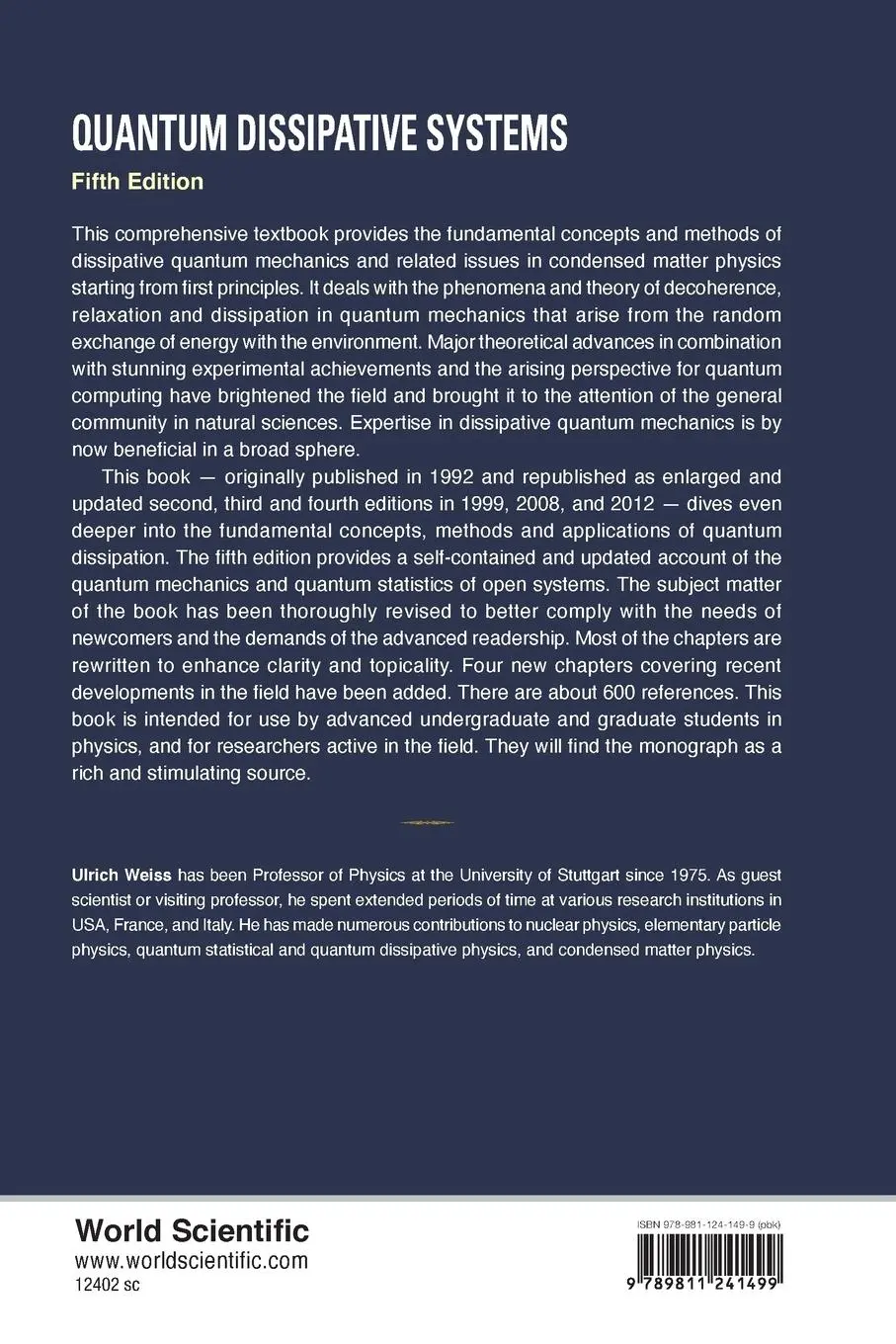 Rückseite: 9789811241499 | QUANTUM DISSIPATIVE SYS (5TH ED) | Ulrich Weiss | Taschenbuch | 2021