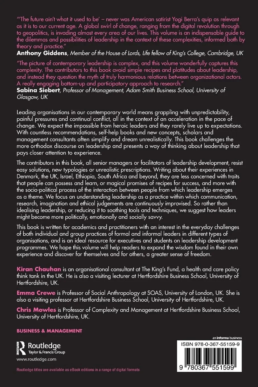 Rückseite: 9780367551599 | Complexity and Leadership | Kiran Chauhan (u. a.) | Taschenbuch | 2022
