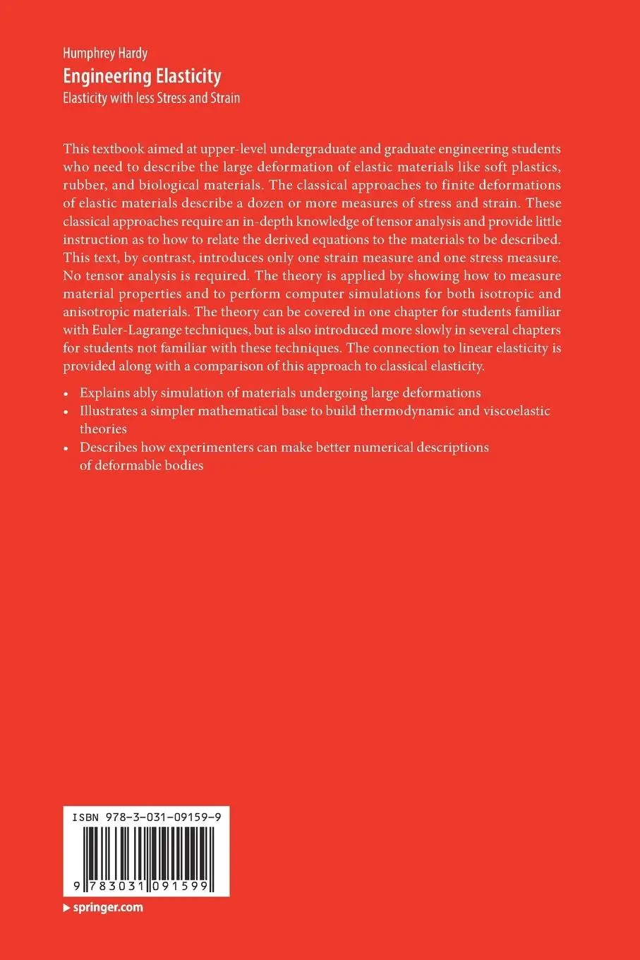 Rückseite: 9783031091599 | Engineering Elasticity | Elasticity with less Stress and Strain | Buch