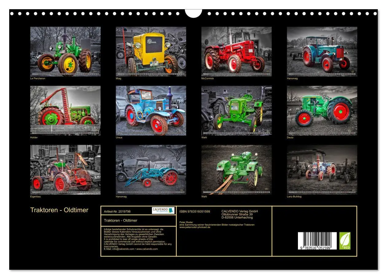 Bild: 9783516051599 | Traktoren - Oldtimer (Wandkalender 2026 DIN A3 quer), CALVENDO...