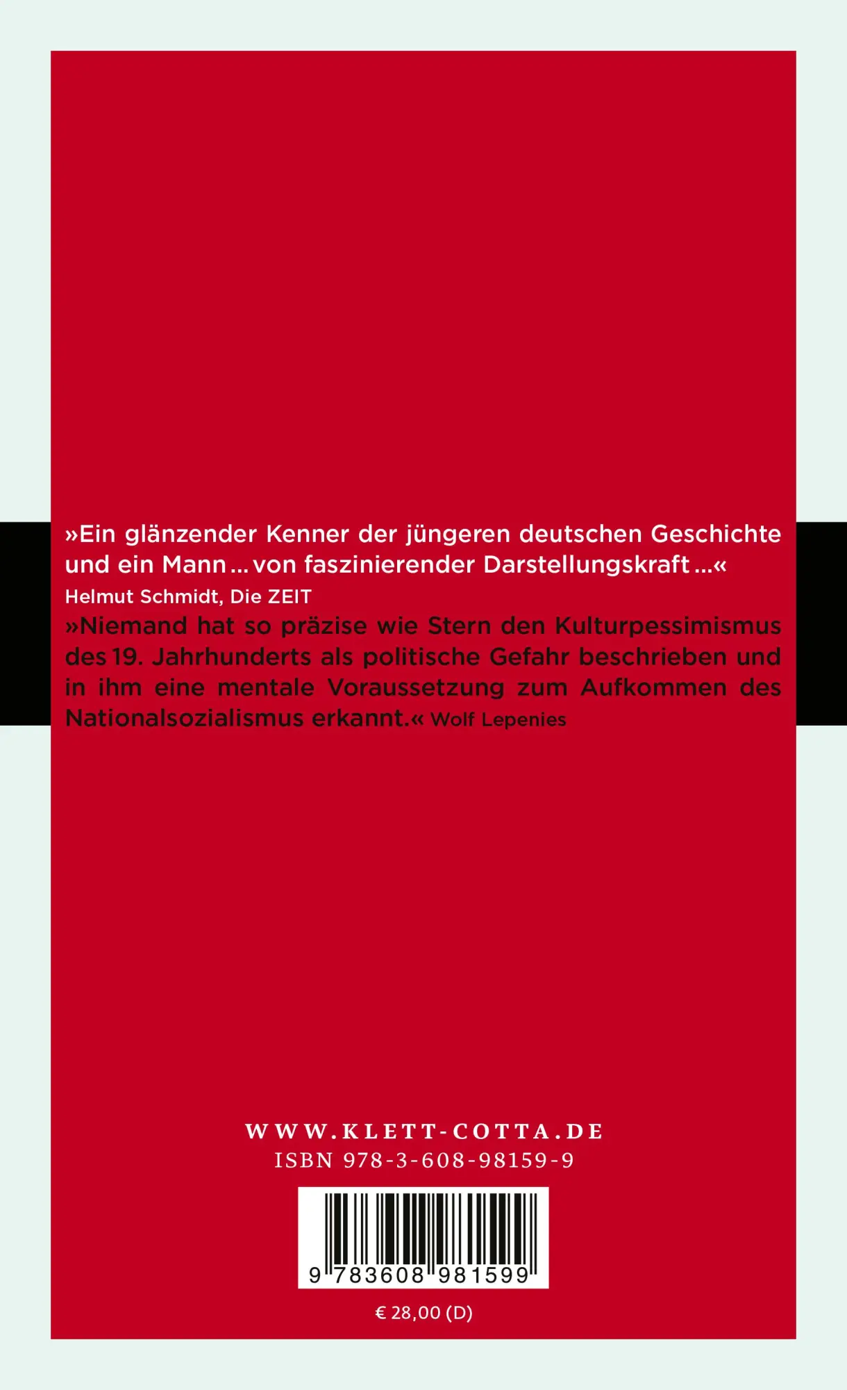 Rückseite: 9783608981599 | Kulturpessimismus als Politische Gefahr | Fritz Stern | Taschenbuch