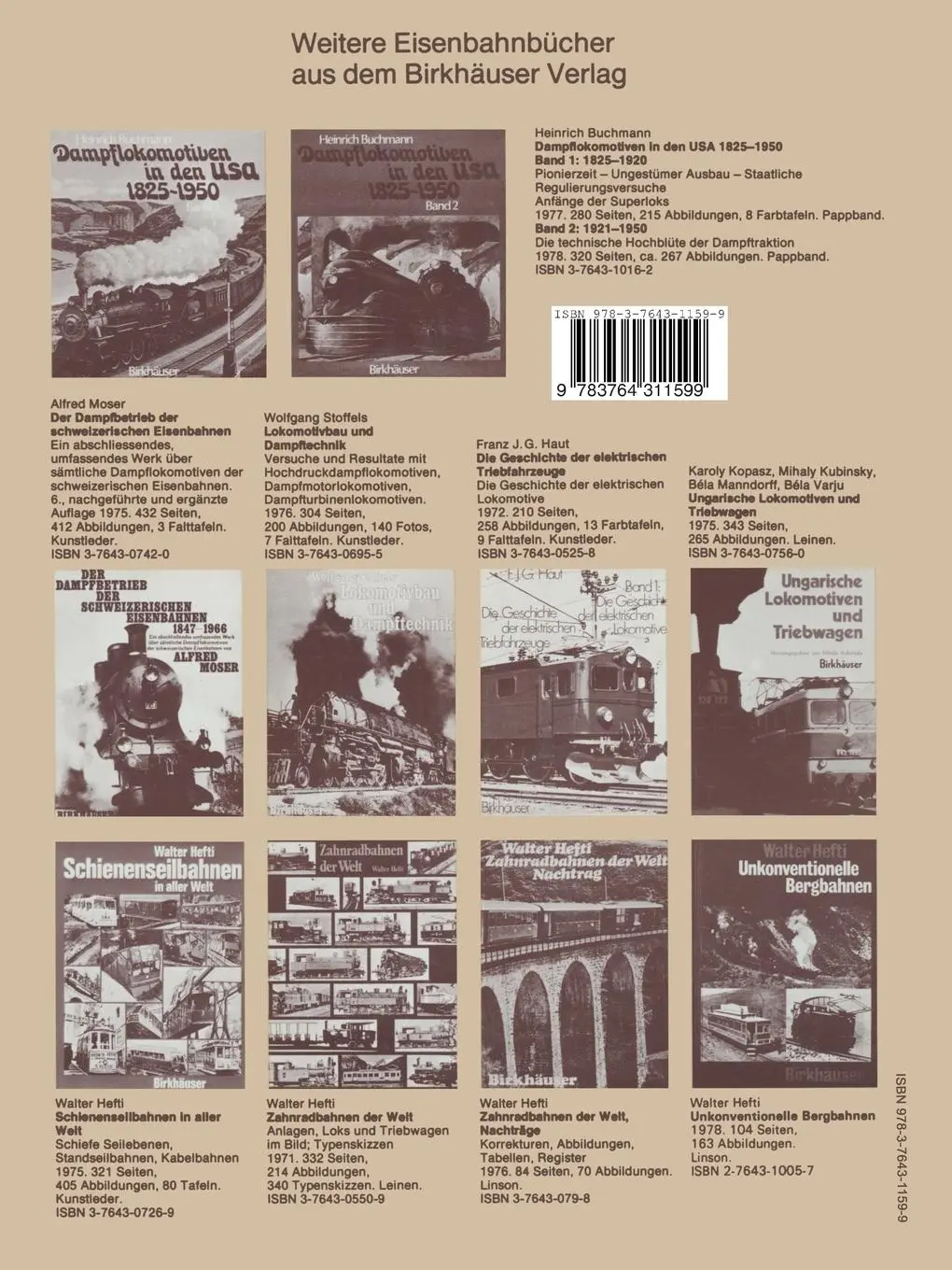 Rückseite: 9783764311599 | Tramway Lokomotiven | Hefti | Taschenbuch | 238 S. | Deutsch | 1980