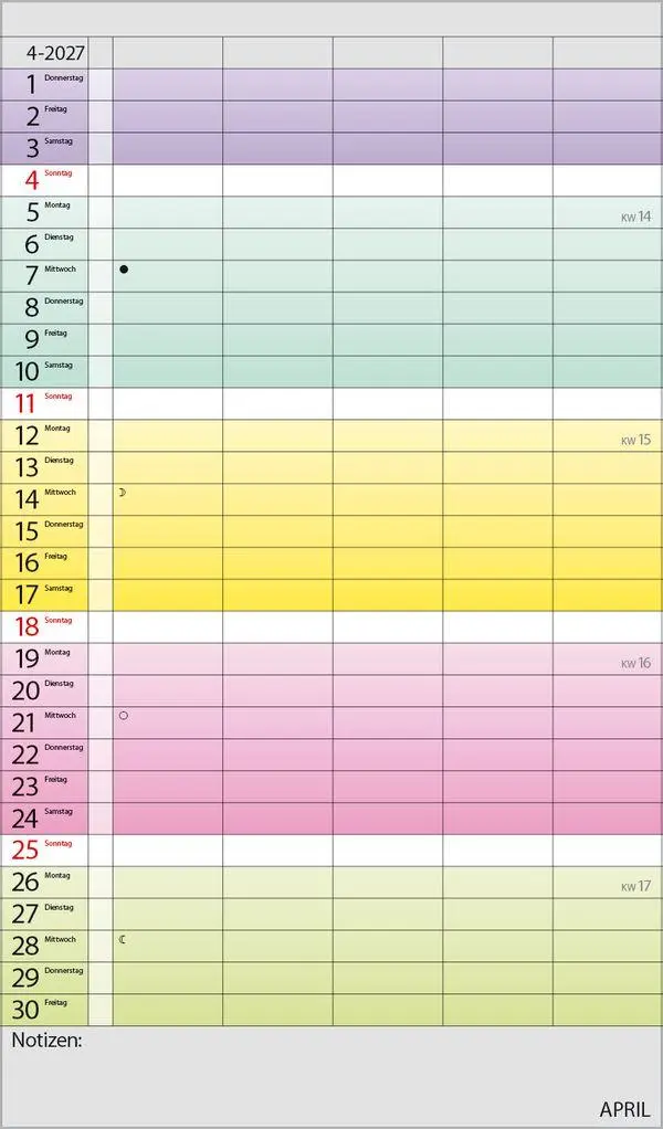 Bild: 9783819301599 | Familienplaner Farbenspiel 2027 | Verlag Korsch | Kalender | 14 S.