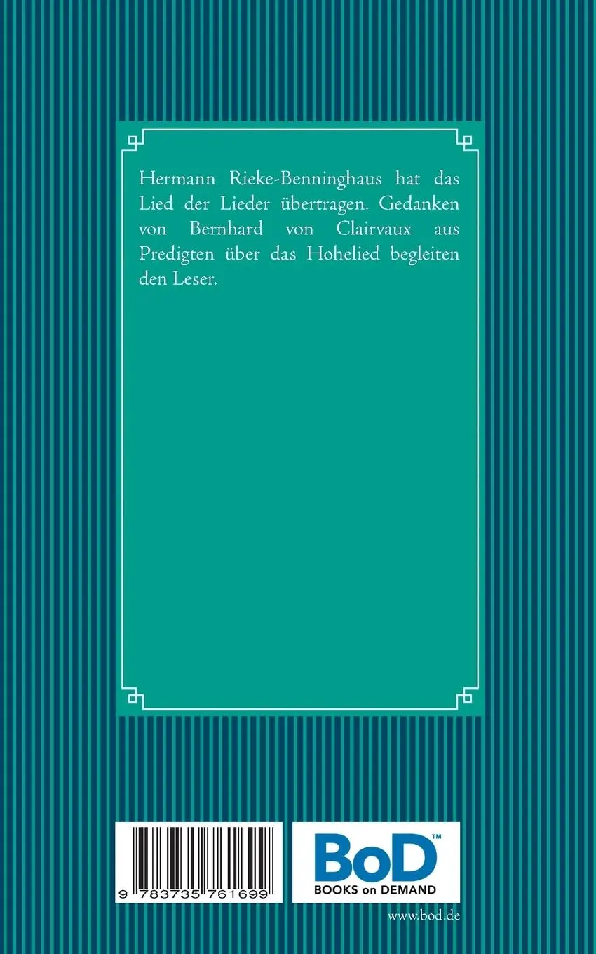 Rückseite: 9783735761699 | Schön bist Du | Das Lied der Lieder | Hermann Rieke-Benninghaus | Buch
