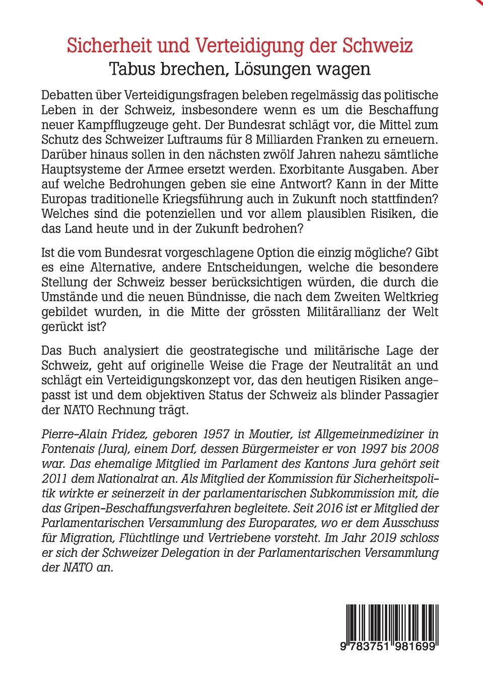 Rückseite: 9783751981699 | Sicherheit und Verteidigung der Schweiz | Pierre-Alain Fridez | Buch