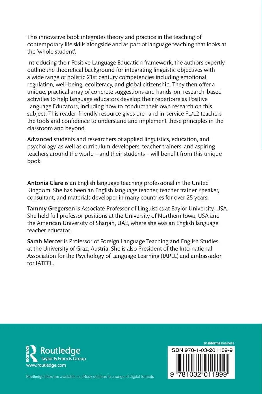 Rückseite: 9781032011899 | Positive Language Education | Antonia Clare (u. a.) | Taschenbuch