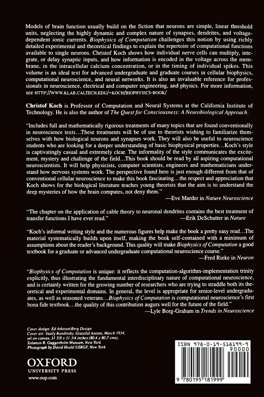 Rückseite: 9780195181999 | Biophysics of Computation | Christof Koch | Taschenbuch | XXIII | 1999