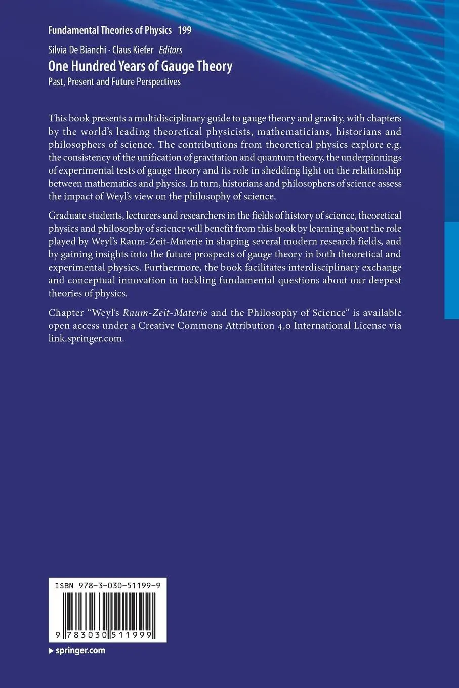 Rückseite: 9783030511999 | One Hundred Years of Gauge Theory | Claus Kiefer (u. a.) | Taschenbuch