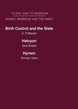 Cover: 9780415462099 | Today and Tomorrow Volume 3 Women, Marriage and the Family | Blacker
