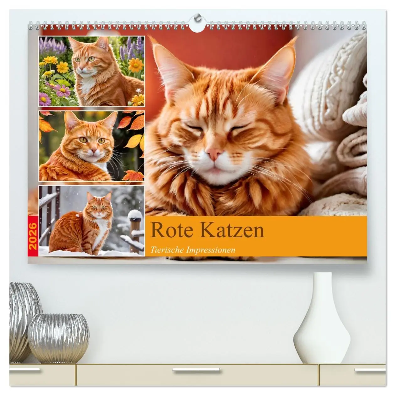 Cover: 9783457742099 | Rote Katzen (hochwertiger Premium Wandkalender 2026 DIN A2 quer),...