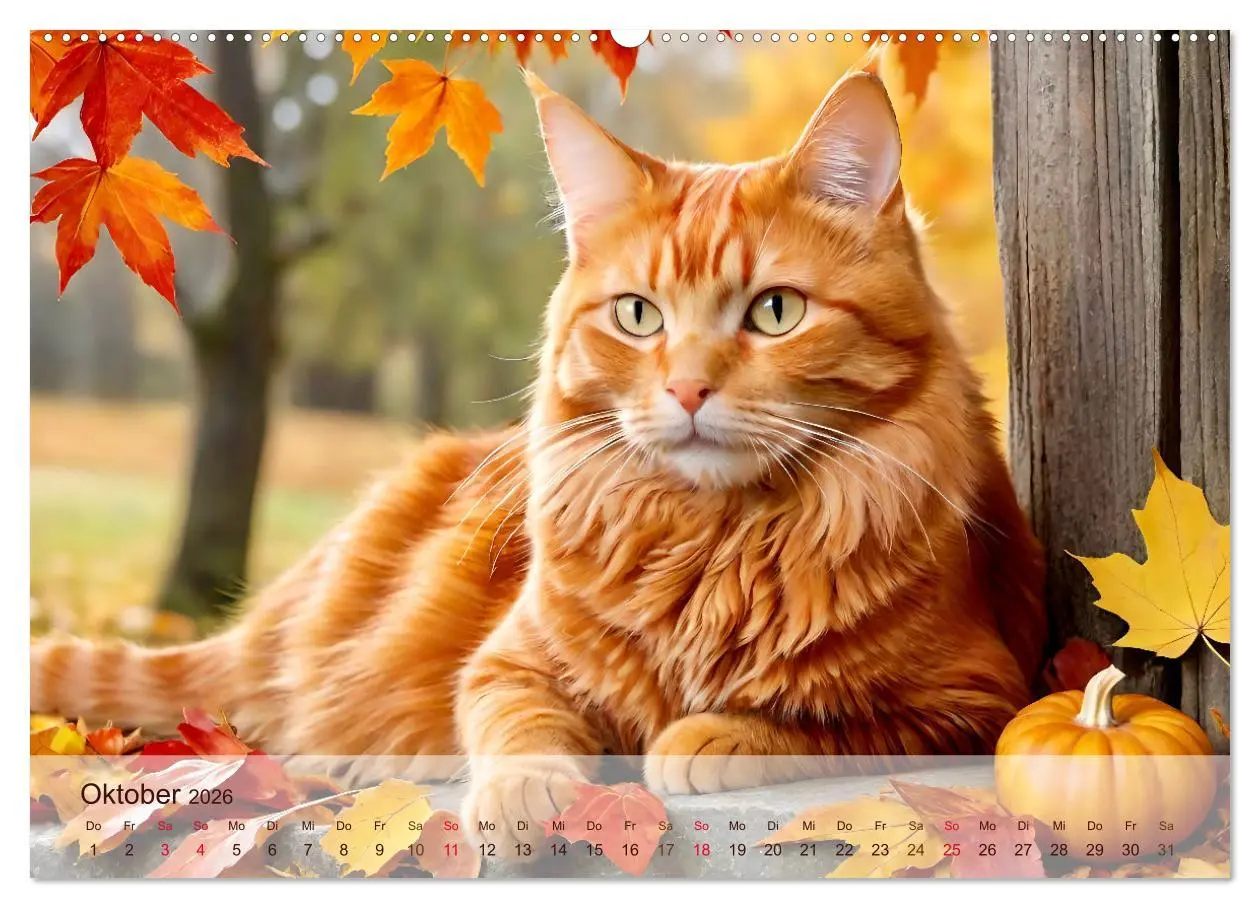 Bild: 9783457742099 | Rote Katzen (hochwertiger Premium Wandkalender 2026 DIN A2 quer),...