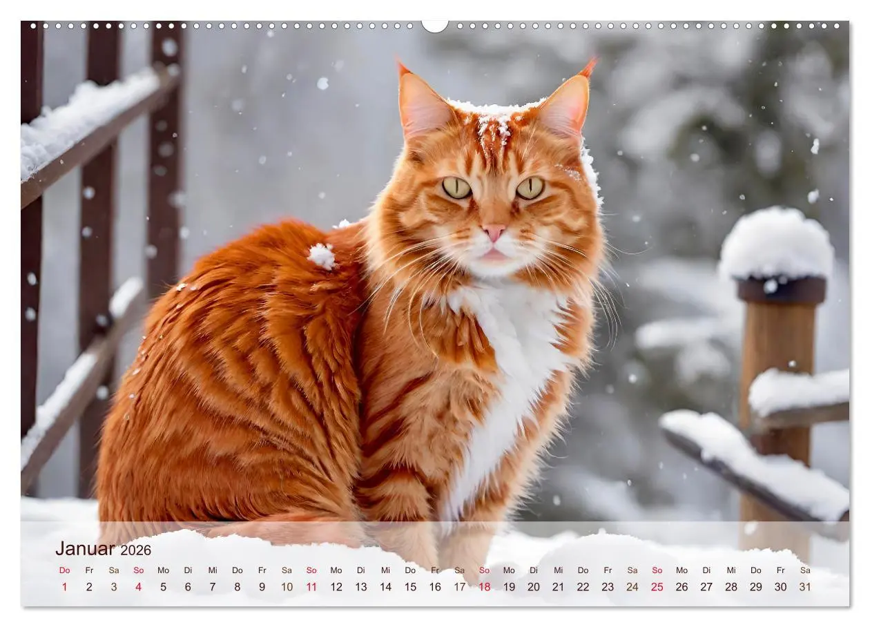Bild: 9783457742099 | Rote Katzen (hochwertiger Premium Wandkalender 2026 DIN A2 quer),...