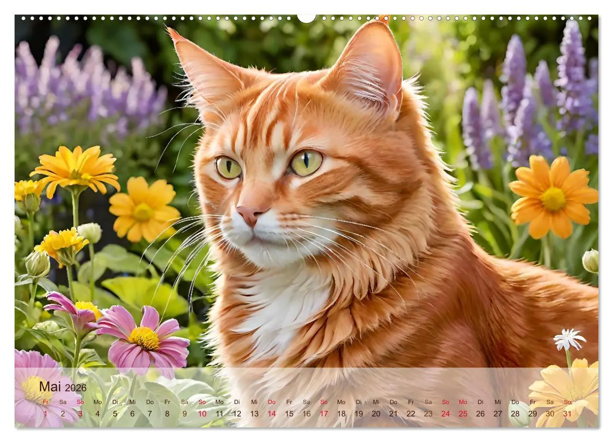 Bild: 9783457742099 | Rote Katzen (hochwertiger Premium Wandkalender 2026 DIN A2 quer),...