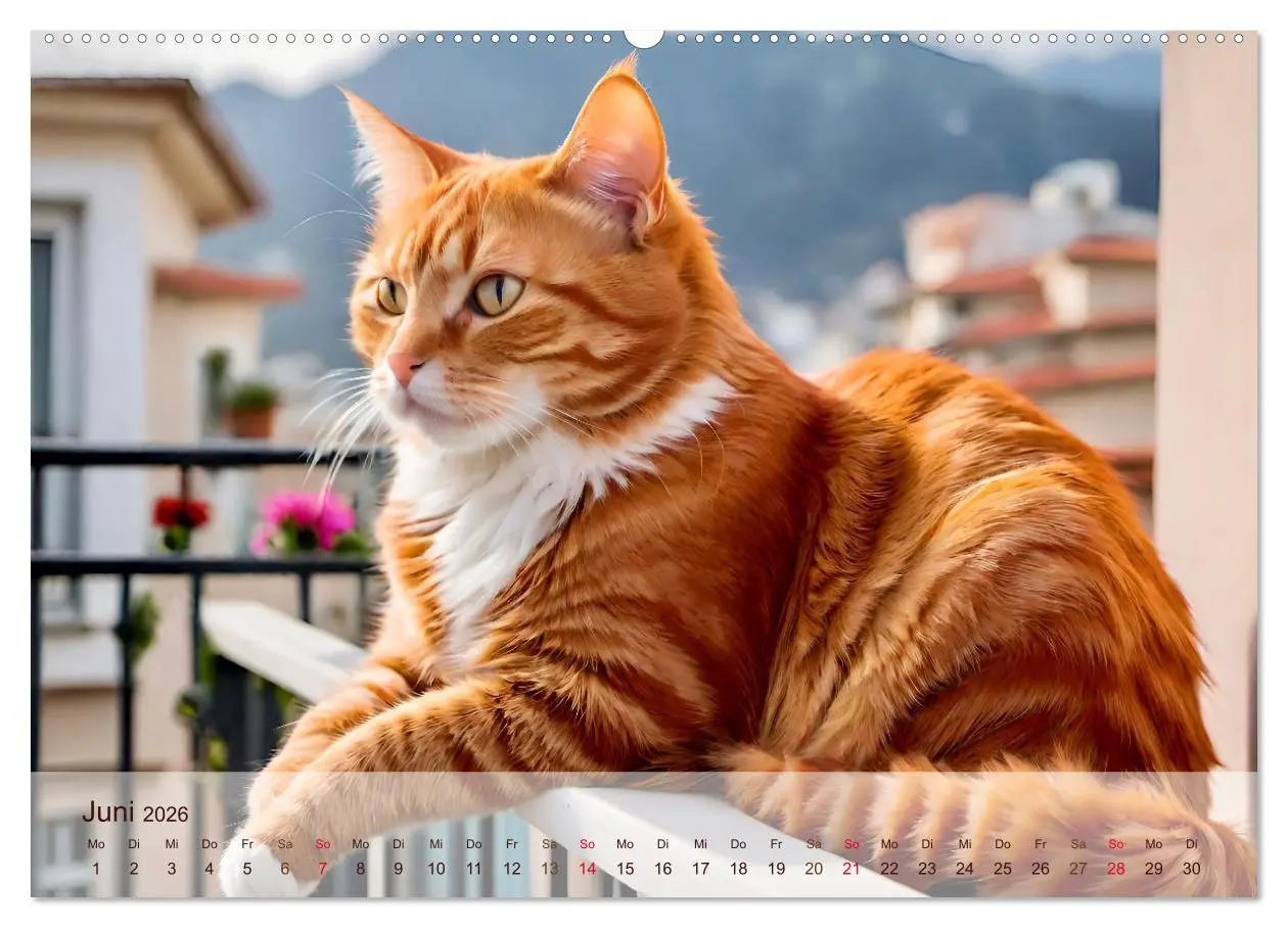 Bild: 9783457742099 | Rote Katzen (hochwertiger Premium Wandkalender 2026 DIN A2 quer),...